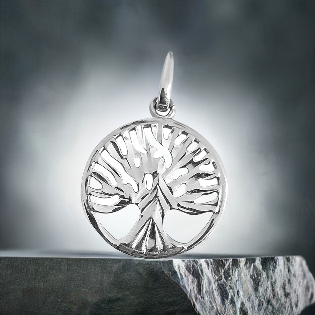 12mm Tree of Life Pendant in 9ct White Gold