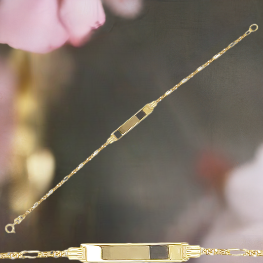 16cm Long ID Rope Link Baby Bracelet in 9ct Yellow Gold