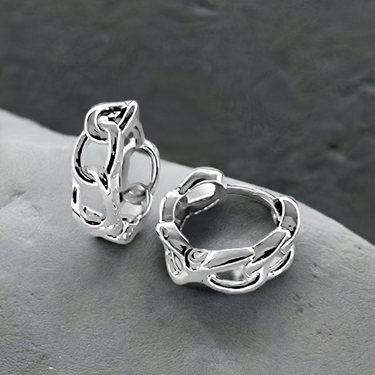 7mm Chain Link Hoop Earrings in 9ct White Gold