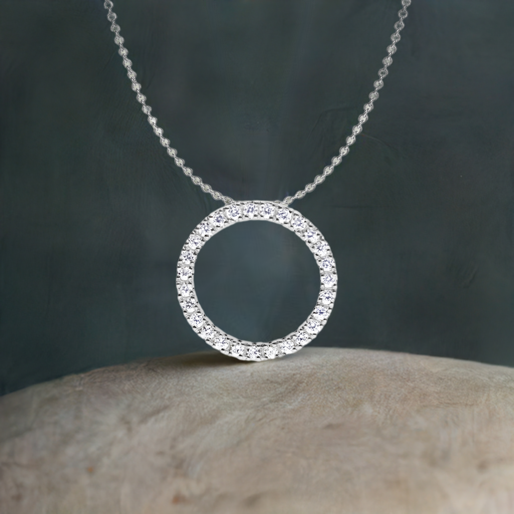 0.75ct Lab-Grown Diamond Circle of Life Pendant in 9ct White Gold