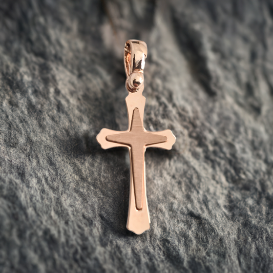 20mm Patonce Cross Pendant in 9ct Rose Gold