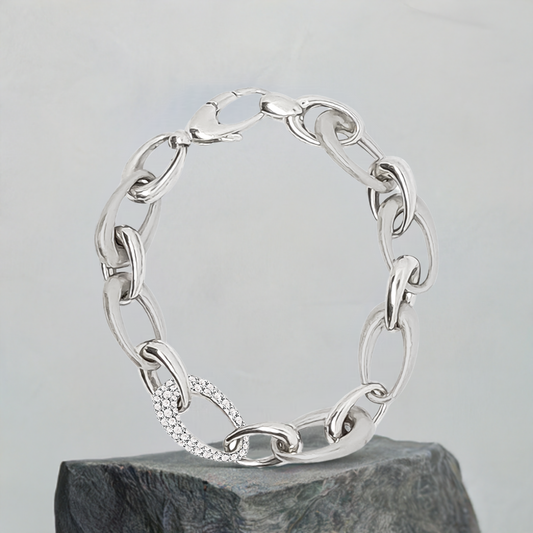 19cm Oval Loop Link Bracelet in 9ct White Gold
