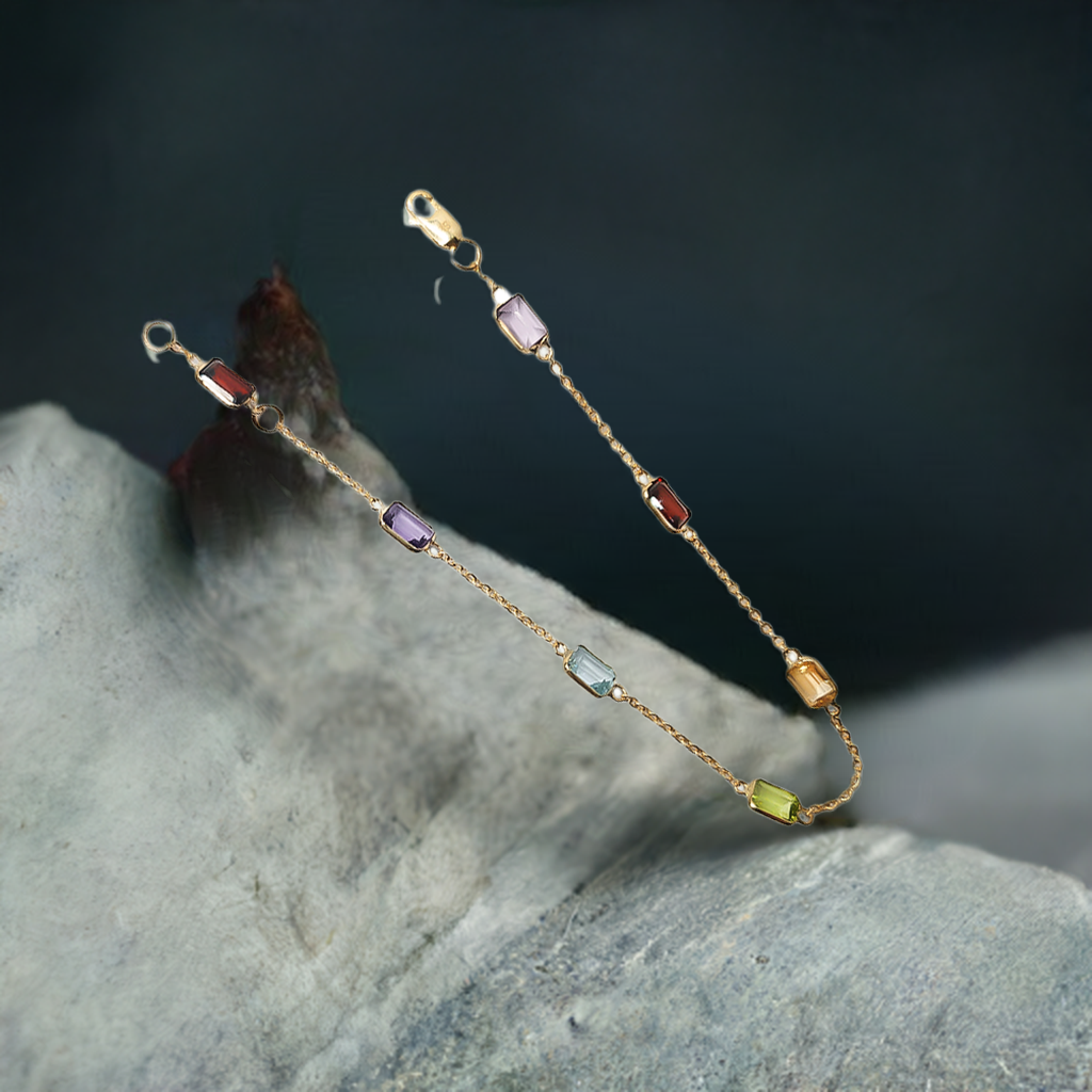 Tutti Frutti Radiant Cut Gemstone Bracelet in 9ct Yellow Gold