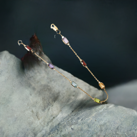 Tutti Frutti Radiant Cut Gemstone Bracelet in 9ct Yellow Gold