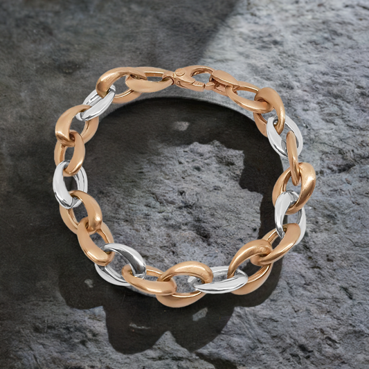 20cm Oval Link Bracelet in 9ct Two Tone Gold