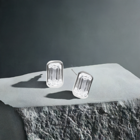 0.50ct Lab-Grown Diamond Emerald Cut Solitaire Studs in 9ct White Gold