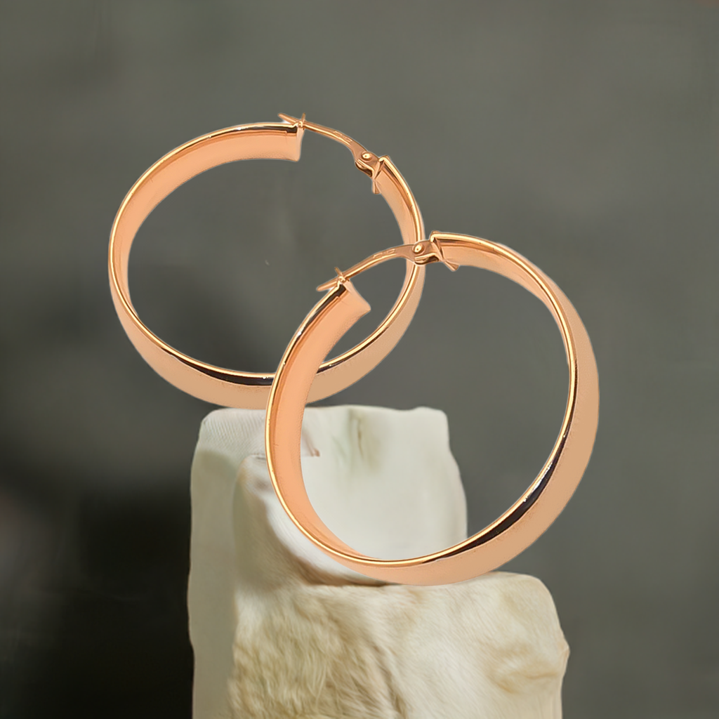 28mm domed Hoops in 9ct Rose Gold