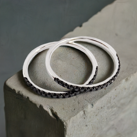 0.19ct Black Diamond Eternity Wedding Band in 9ct White Gold