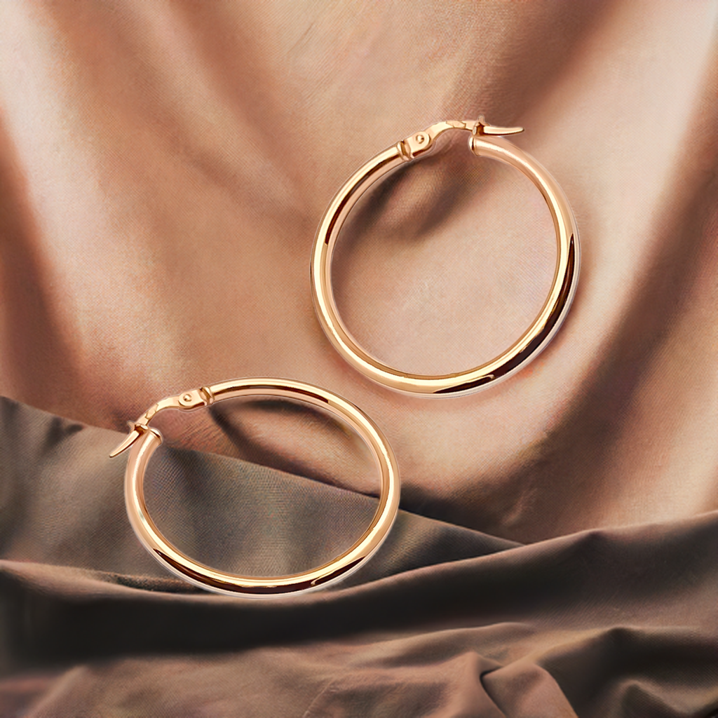 28mm Hoops in 9ct Rose Gold