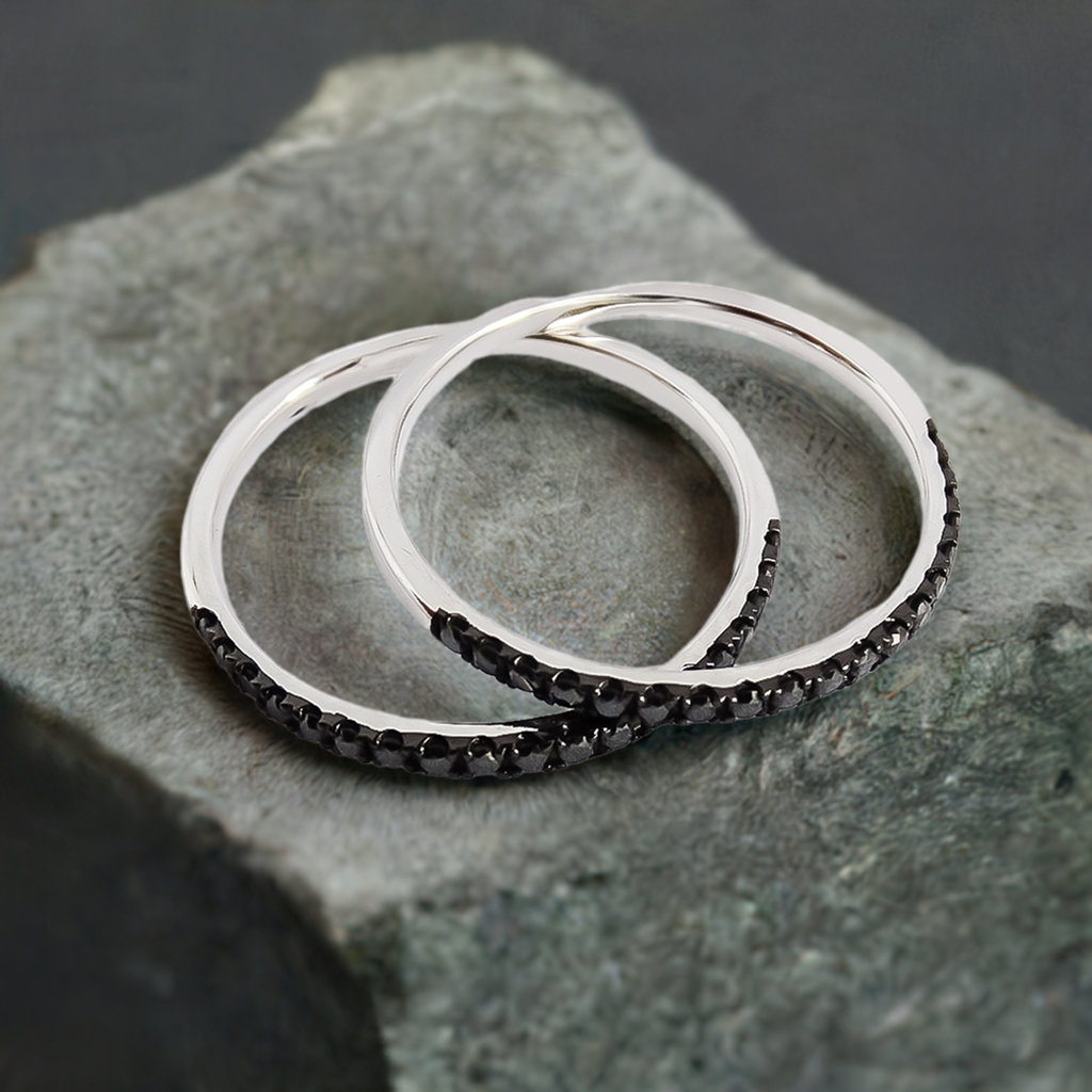 0.19ct Black Diamond Eternity Wedding Band in 9ct White Gold