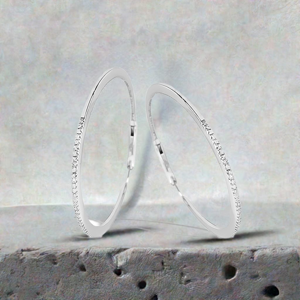 39mm Diamond Hoops in 9ct White Gold