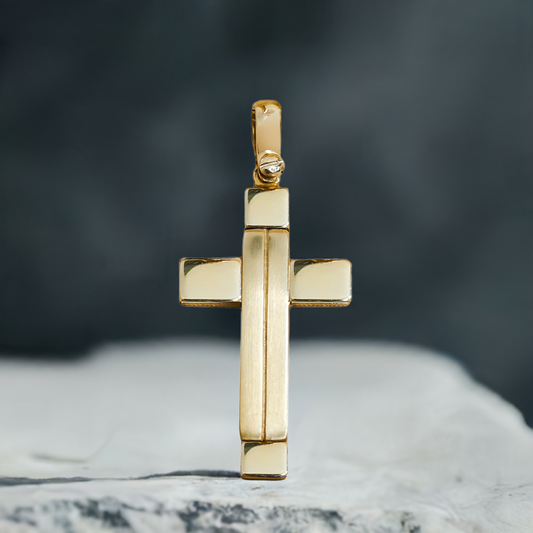 35mm Flat Bar Cross Pendant in 9ct Yellow Gold