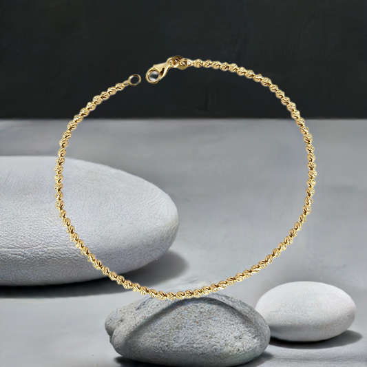 Faceted Ball Bangle Bracelet in 9ct Yellow Gold