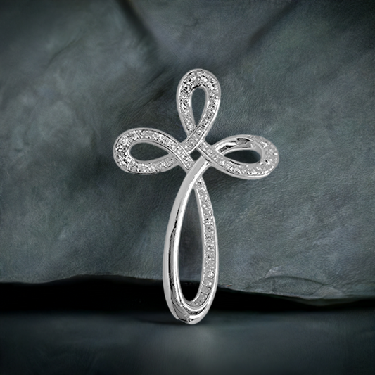 0.44ct Diamond Rounded Curve Pendant in 9ct White Gold on Chain
