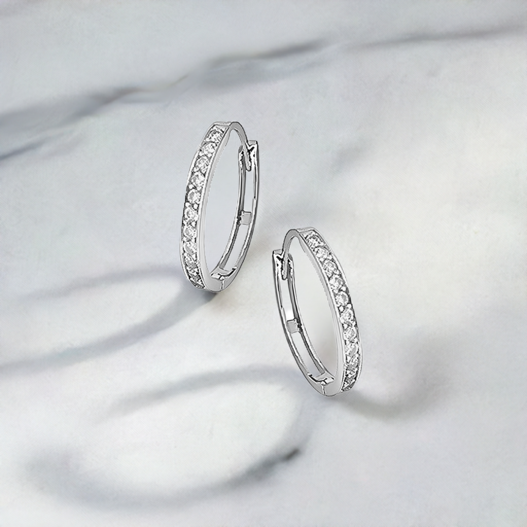 15mm Cubic Hoops in 9ct White Gold