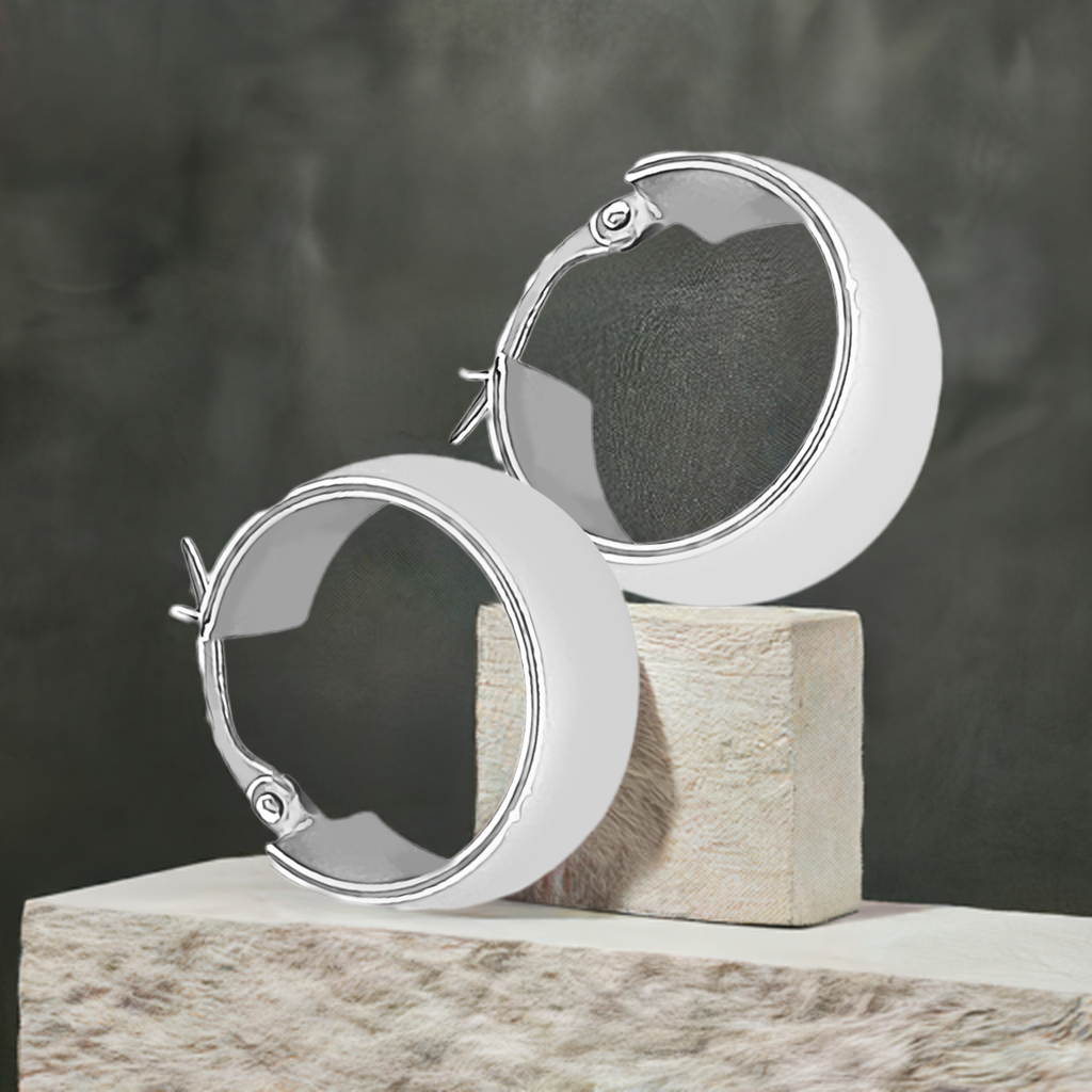 17mm Plain Flat Hoops in 9ct White Gold