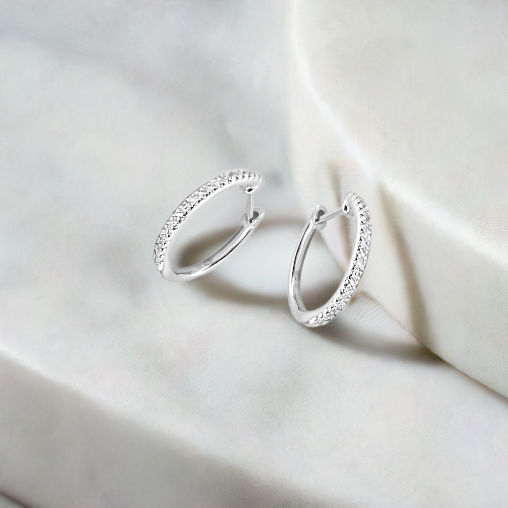 14mm Diamond Hoops in 9ct White Gold