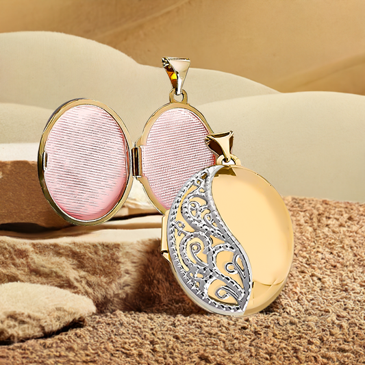 20mm Filigree Floral Locker Pendant in 9ct Yellow Gold