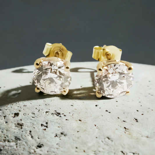 Lab-Grown Diamond Solitaire Studs in 9ct Yellow Gold