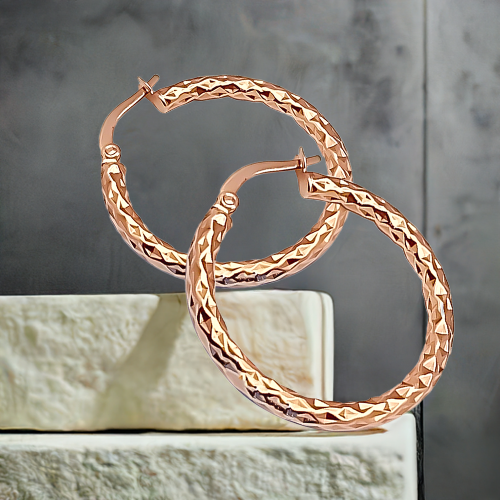 25mm Hoops in 9ct Rose Gold