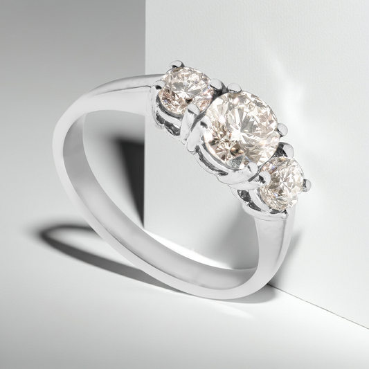SALE: 1.02ct Natural Diamond Classic Trilogy Wedding Band in 18ct White Gold