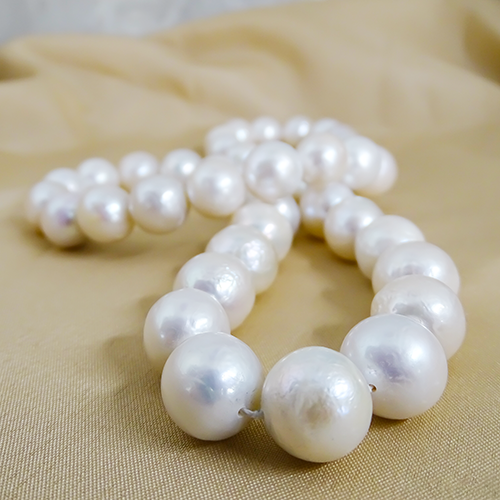 Natural Freshwater Light Pearl Necklace with Sterling Silver Ball Clasp