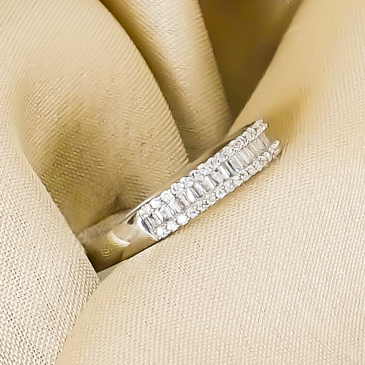 0.10ct Diamond Baguette Eternity Wedding Band Ring in 9ct White Gold