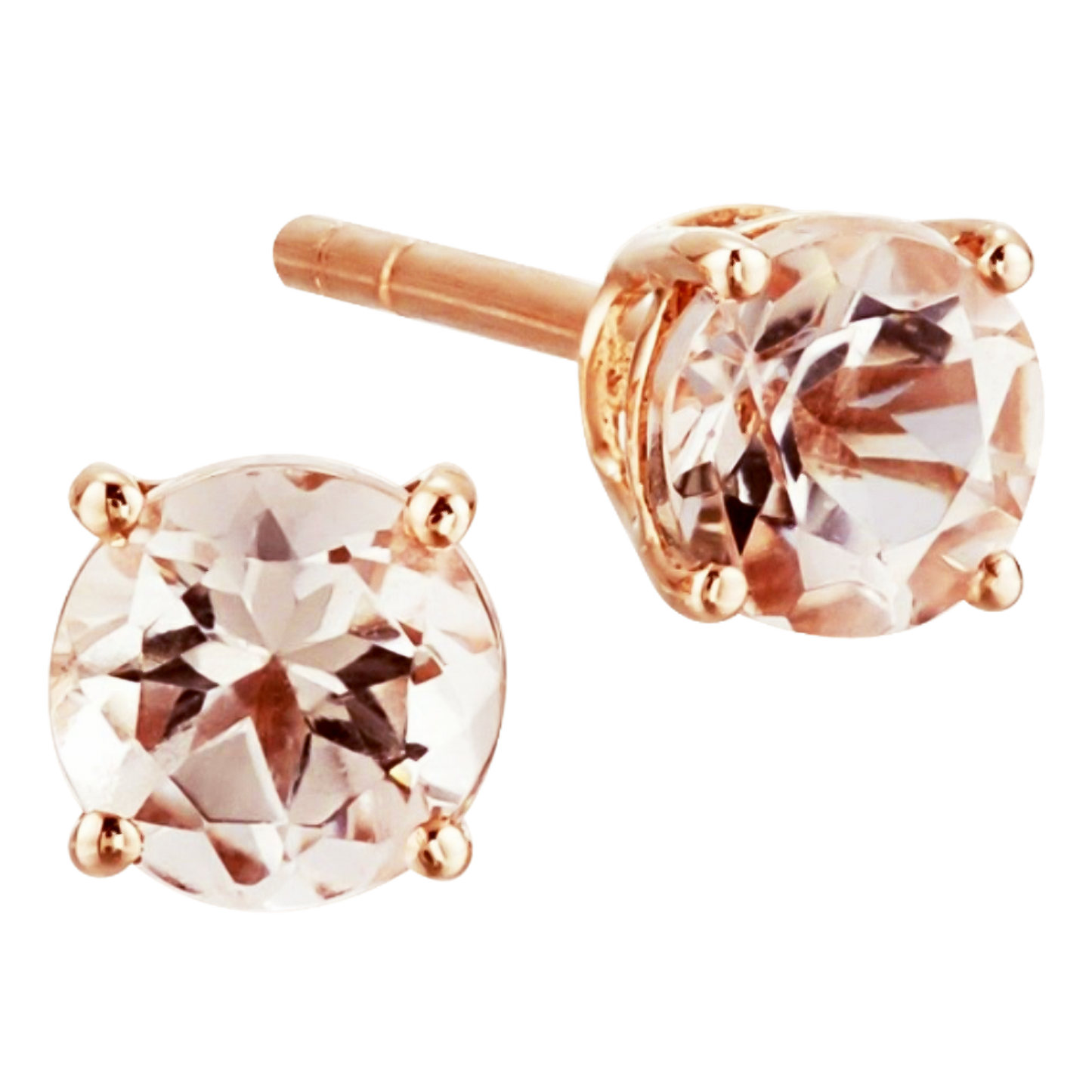 Perfect Pair Morganite Solitaire Studs in 9ct Rose Gold