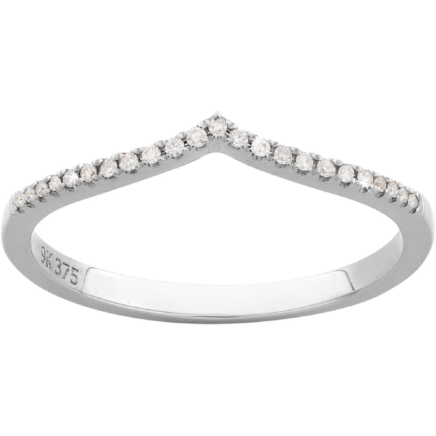 Sunsonite Jewellers 0.06ct Diamond Wishbone Wedding Band Ring in 9ct White Gold