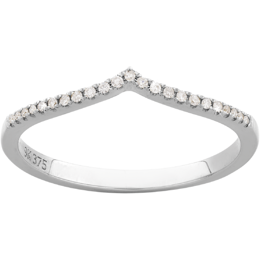 Sunsonite Jewellers 0.06ct Diamond Wishbone Wedding Band Ring in 9ct White Gold
