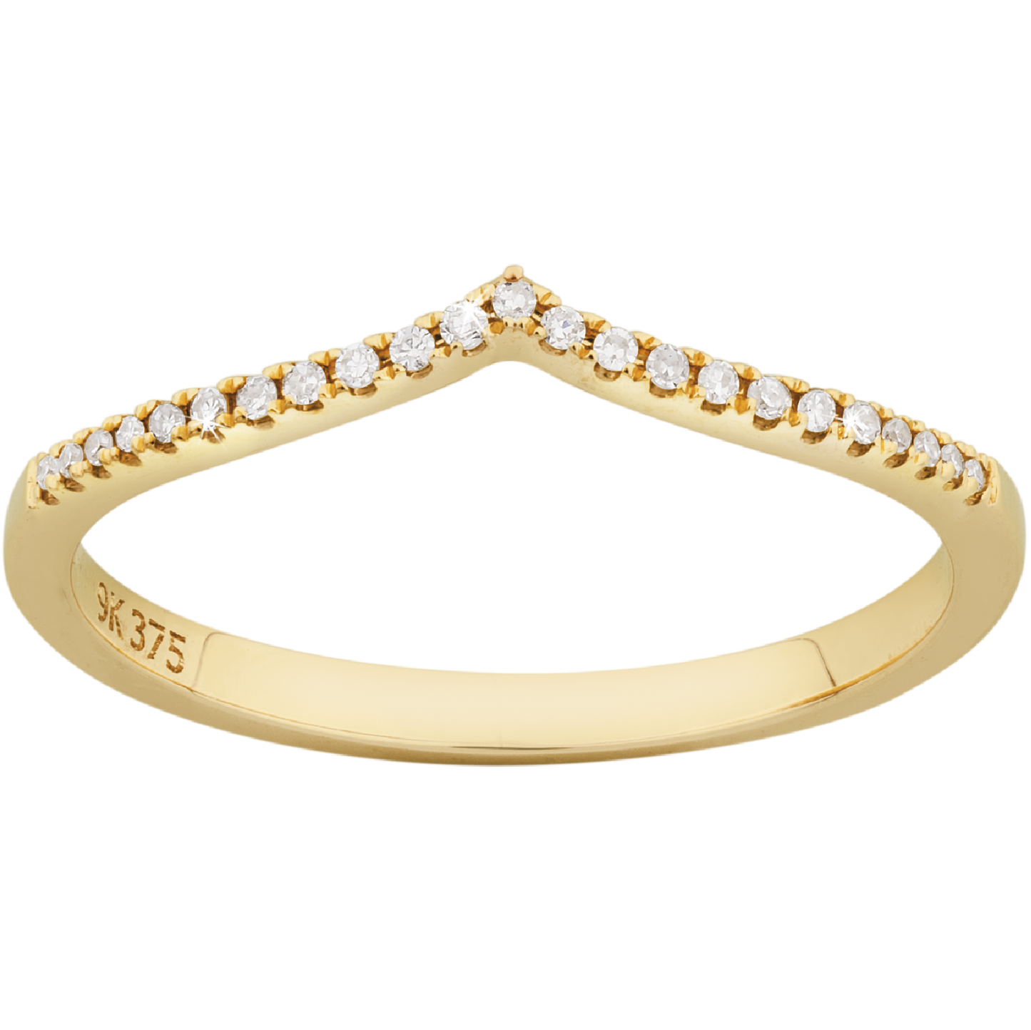 0.06ct Diamond Half Eternity Wishbone Ring in 9ct Yellow Gold