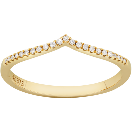0.06ct Diamond Half Eternity Wishbone Ring in 9ct Yellow Gold