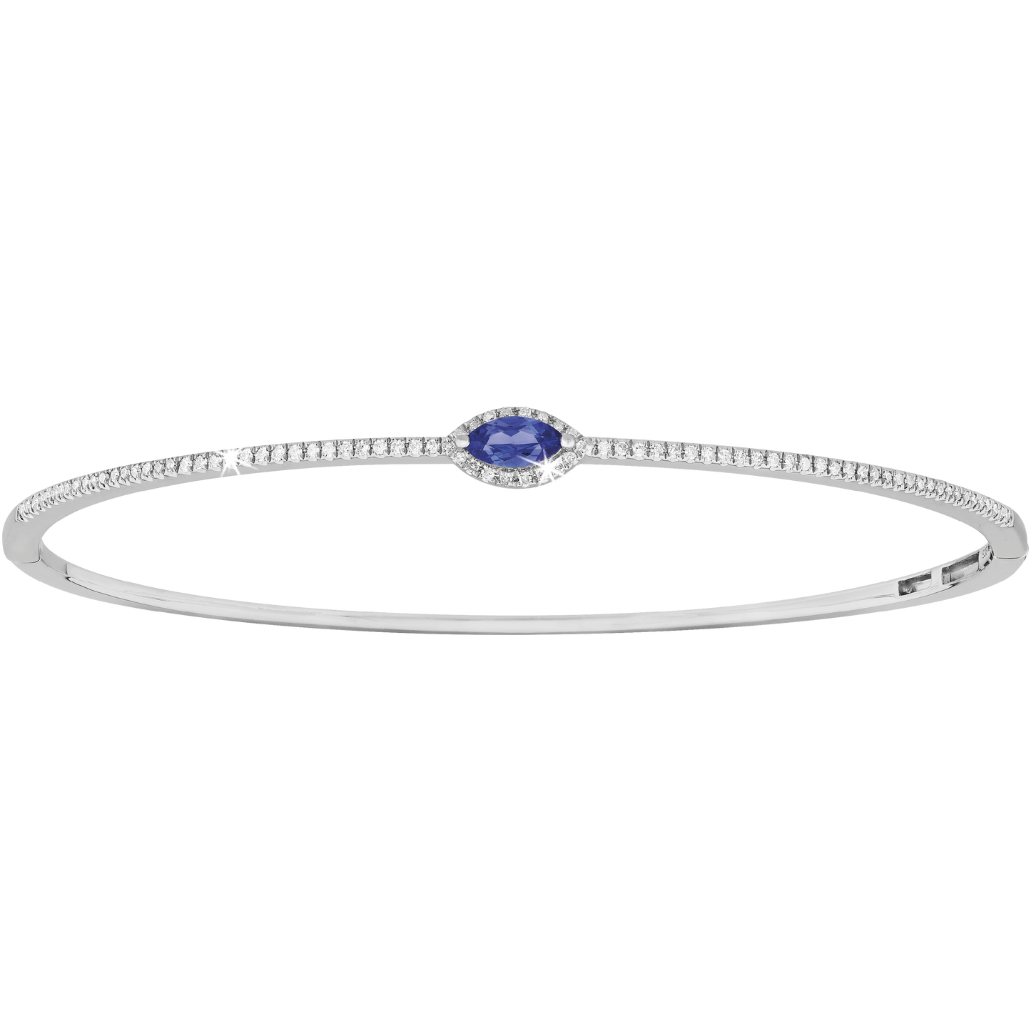 0.26ct Marquise Tanzanite and Diamond Bangle in 9ct White Gold