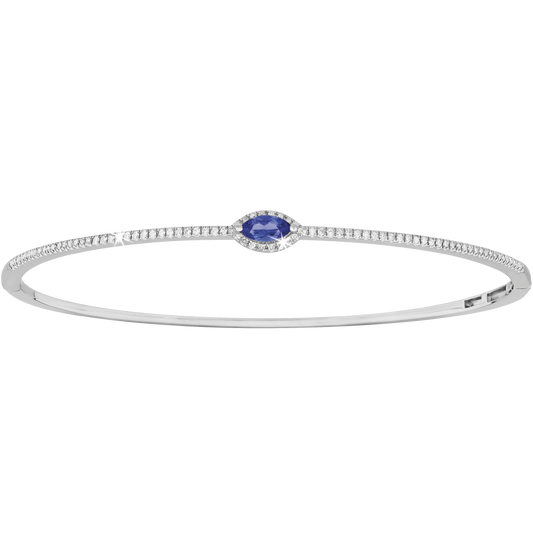 0.26ct Marquise Tanzanite and Diamond Bangle in 9ct White Gold