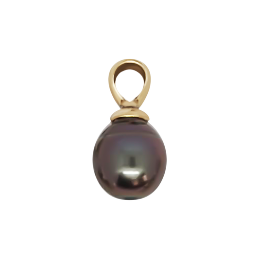Natural Freshwater Purple Green Pearl Pendant in 9ct Yellow Gold