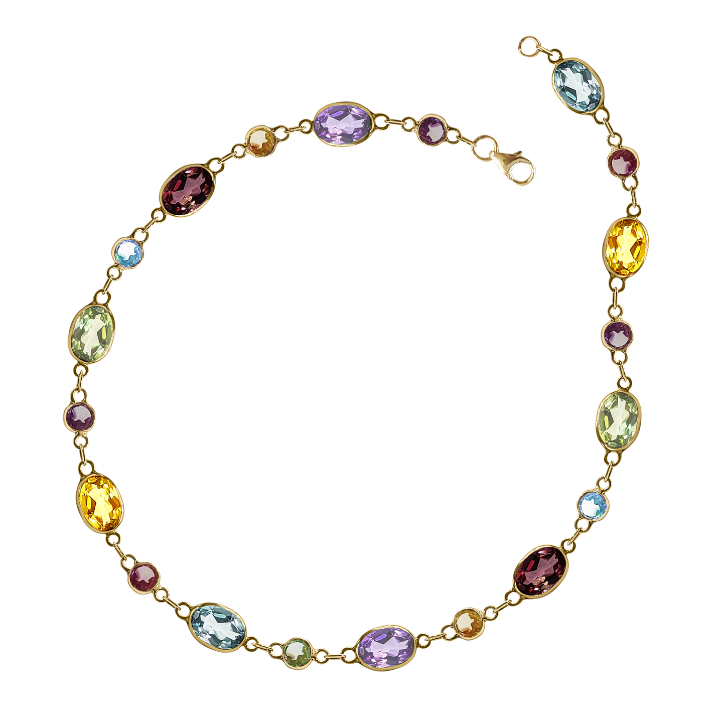 Tutti Frutti Oval and Round Gemstone Bracelet in 9ct Yellow Gold