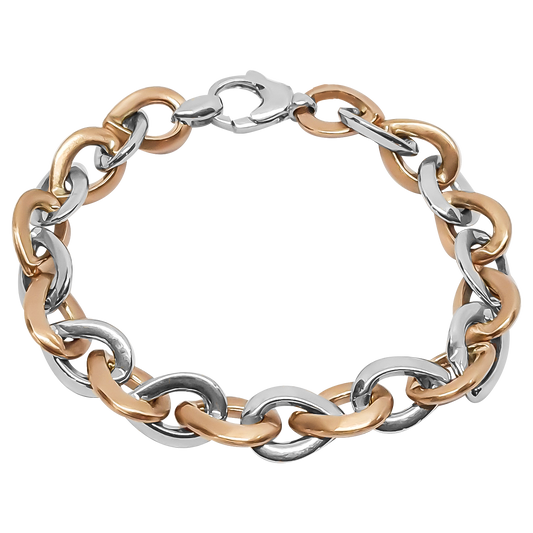 20cm Marquise Link Bracelet in 9ct Yellow Gold and Rose Gold.