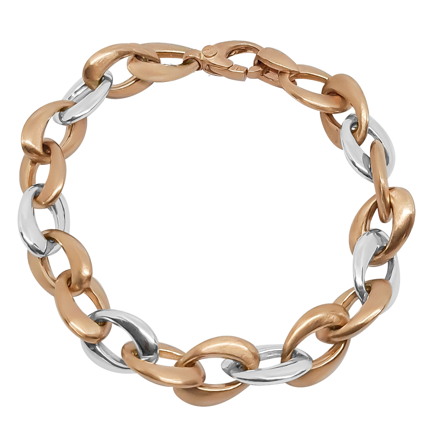 Oval offset in Oval Link Bracelet in 9ct Yellow Gold and Rose Gold.