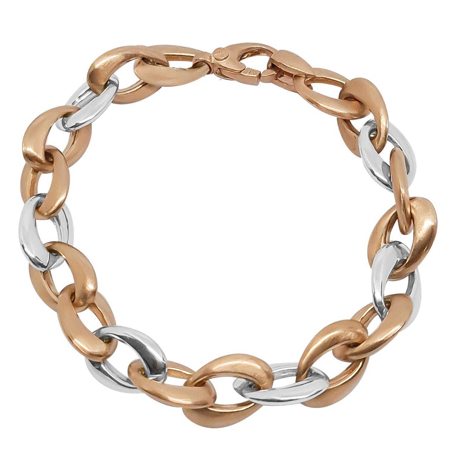 Oval offset in Oval Link Bracelet in 9ct Yellow Gold and Rose Gold.