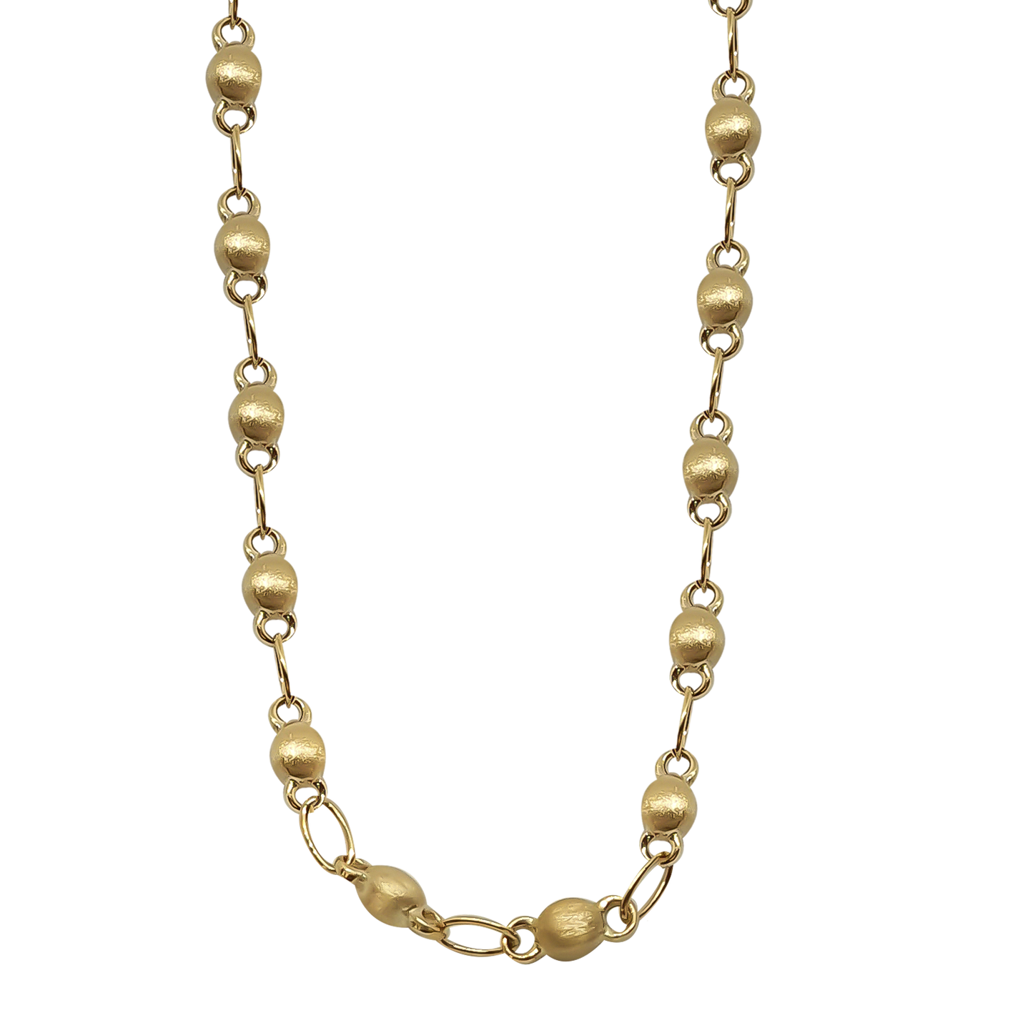 Oval Matt Link Chain in 9ct Yellow Gold in hollow tubes for a lighter weight on your shoulders.