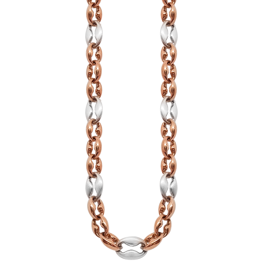 Gucci Link Chain in 9ct Two Tone Gold in hollow tubes for a lighter weight on your neck.