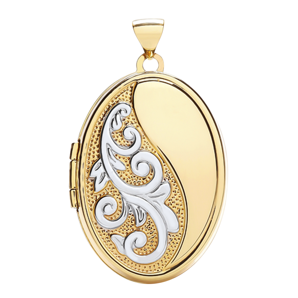 Oval Ivy Pointillism Locket 9ct Yellow Gold Pendant