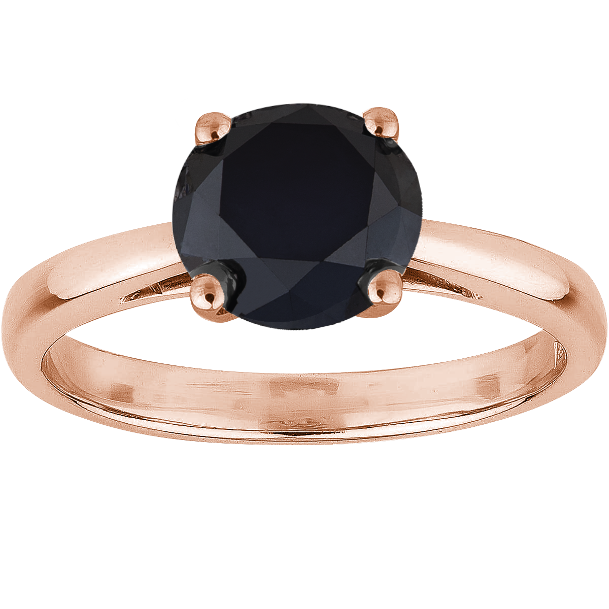 Black Diamond Solitaire Ring in 9ct Rose Gold