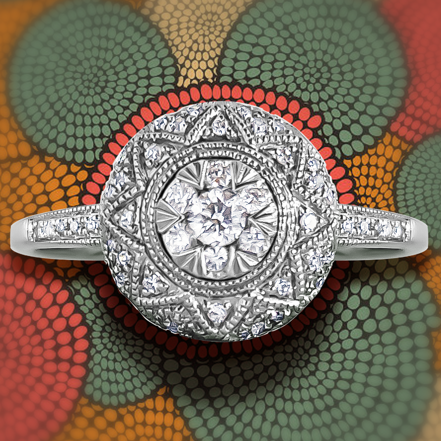0.30ct Pan African Basket Wedding Ring in 9ct White Gold