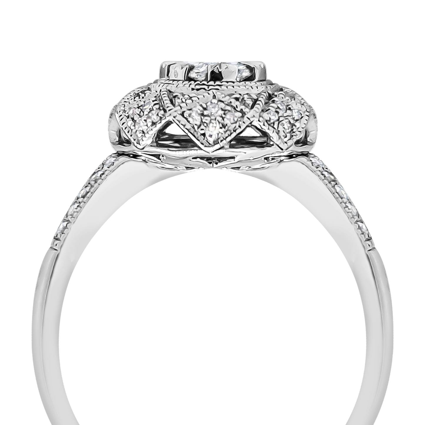 0.30ct Pan African Basket Wedding Ring in 9ct White Gold