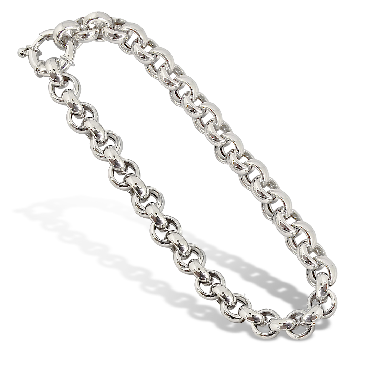 20cm Belcher Link Bracelet in 9ct White Gold