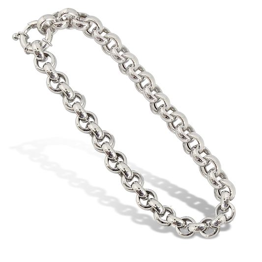 20cm Belcher Link Bracelet in 9ct White Gold