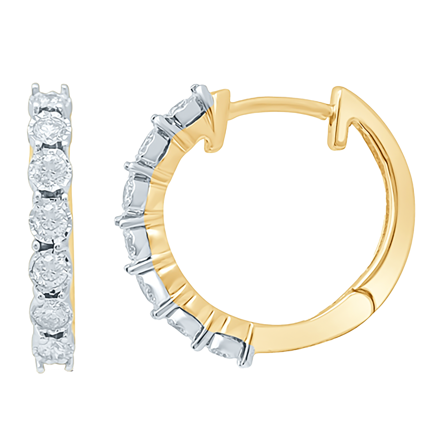 0.33ct Diamond Eternity Hoops in 9ct Yellow and White Gold