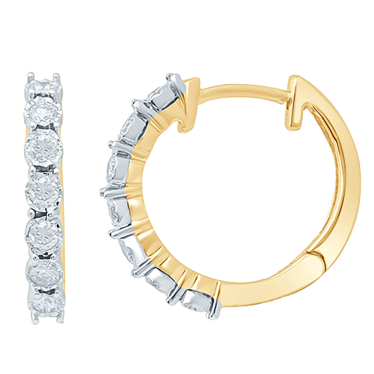 0.33ct Diamond Eternity Hoops in 9ct Yellow and White Gold