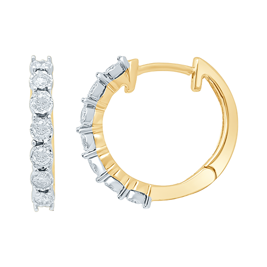 0.26ct Diamond Eternity Hoops in 9ct Yellow and White Gold